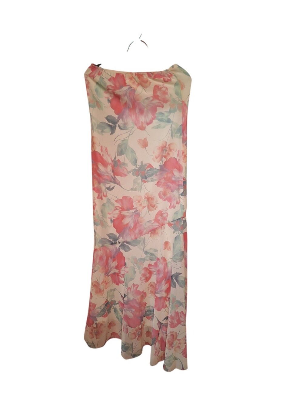 Floral Pink & Green Mermaid Strapless Maxi Dress Shabby Chic Romantic Forrest
